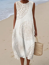 Eliza | Soft Embroidered Sleeveless Midi Dress