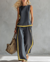 Layla | Women's Elegant Sleeveless and Wide Trouser Set