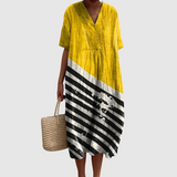 Daisy | Bold Stripe & Sunshine Midi Dress