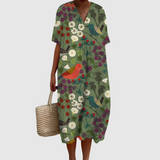 Ainsley | Woodland Songbird Print Midi Dress