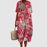 Clementine | Vintage Bird & Blossom Midi Dress
