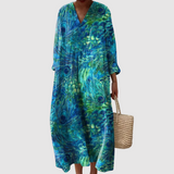 Serena | Peacock Feather Flow Maxi Dress
