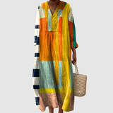 Zara | Sunrise Blocks Long Sleeve Midi Dress