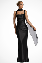 Aurelia | Women's Square Neck Ruched Formal Maxi Dress, Sleeveless