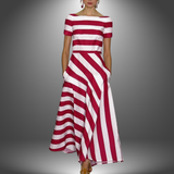 Lorelai | Women's Striped Short Sleeve Maxi Dress